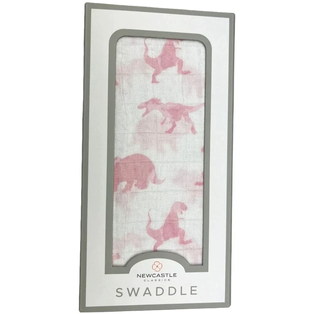 Pink Dinosaur Baby Girl Bamboo Muslin Swaddle Blanket 47